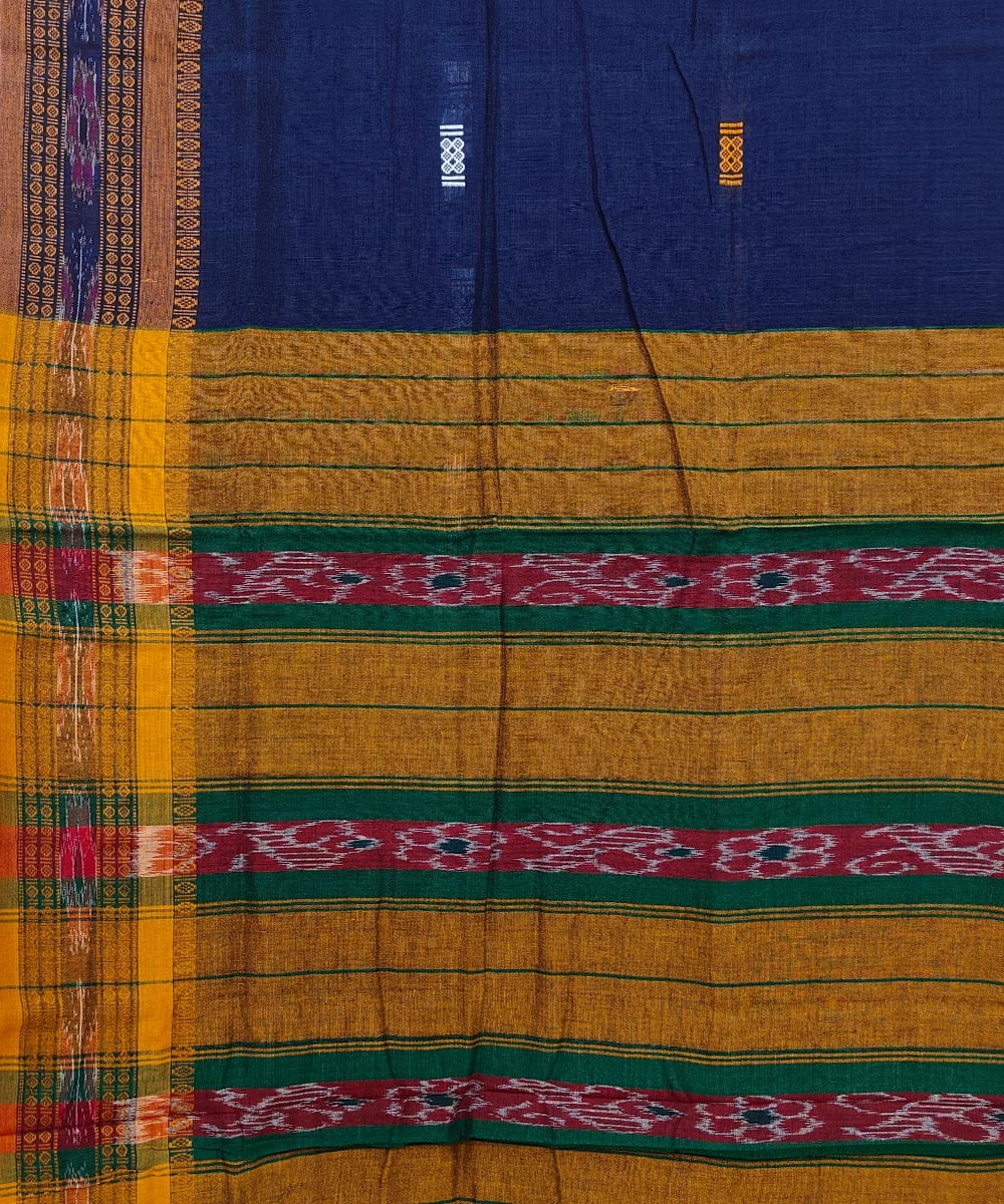 Blue Sambalpuri Handwoven Single Ikat Cotton Saree Image 4