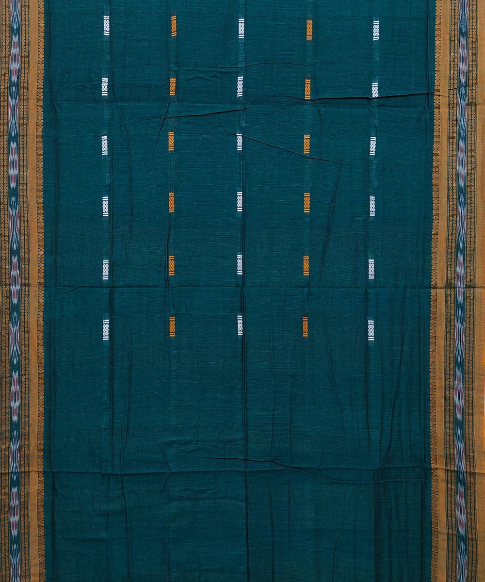 Green Sambalpuri Handwoven Single Ikat Cotton Saree Image 3