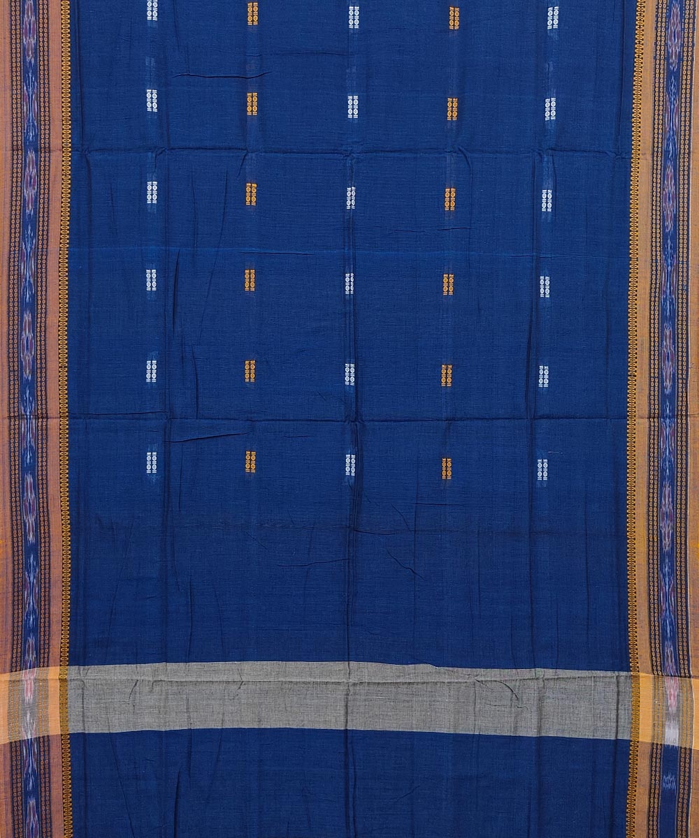 Blue Sambalpuri Handwoven Single Ikat Cotton Saree Image 3