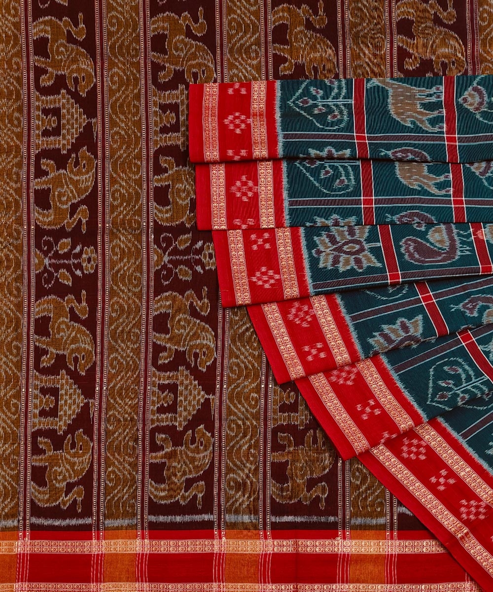 Green Black Sambalpuri Handwoven Nabakoti Cotton Saree Image 1