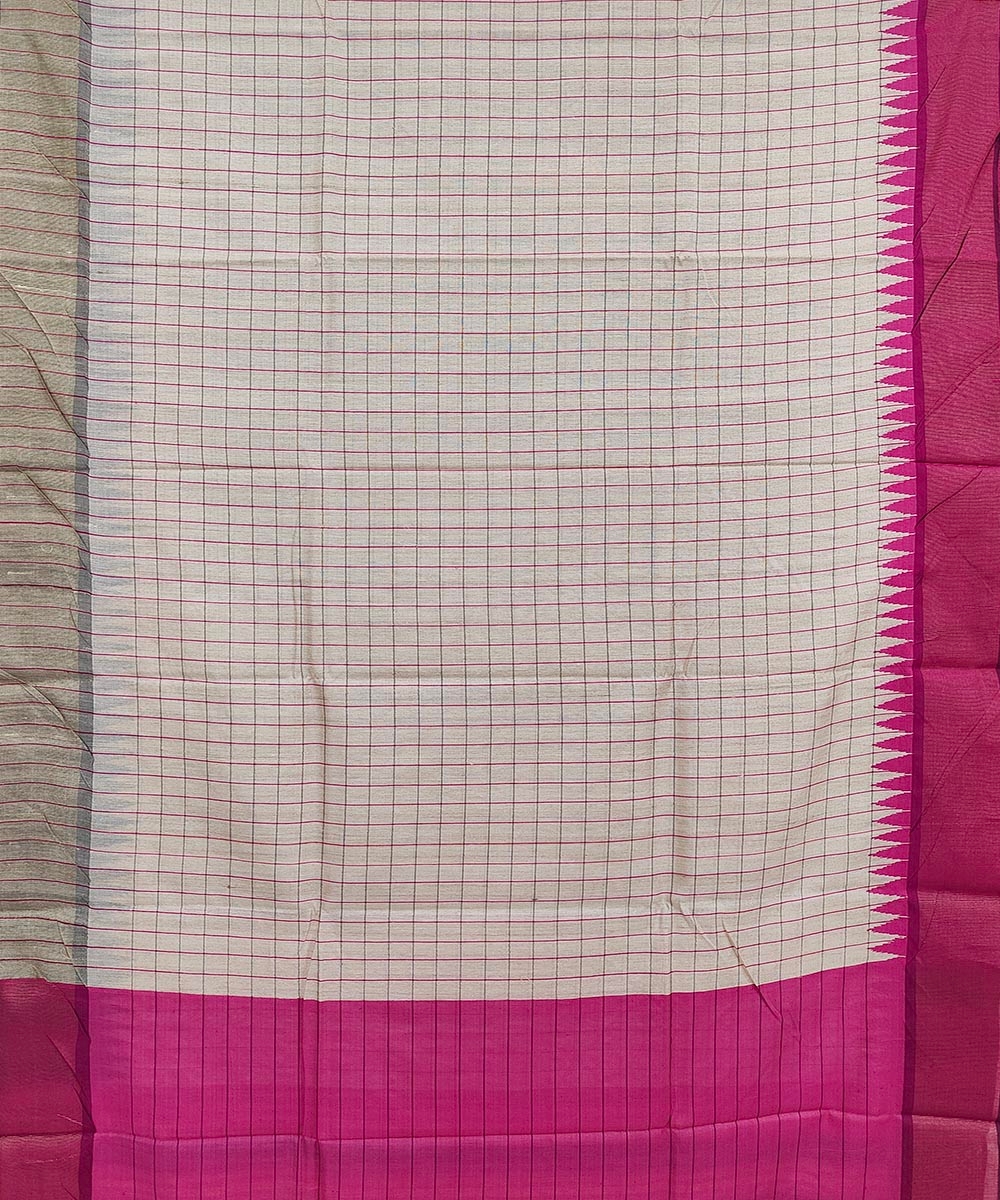 Beige Pink Sambalpuri Handwoven Dolabedi Tussar Silk Saree Image 2