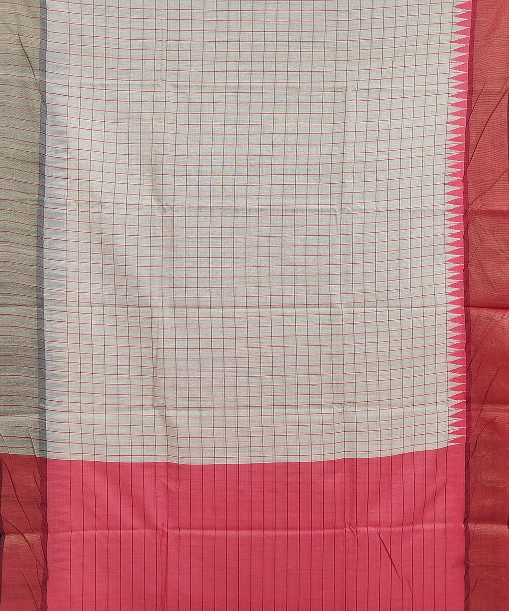 Beige Pink Sambalpuri Handwoven Dolabedi Tussar Silk Saree Image 2