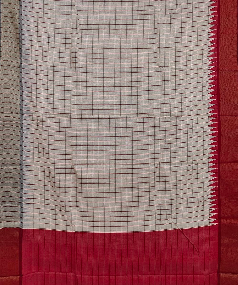 Beige Maroon Sambalpuri Handwoven Dolabedi Tussar Silk Saree Image 2