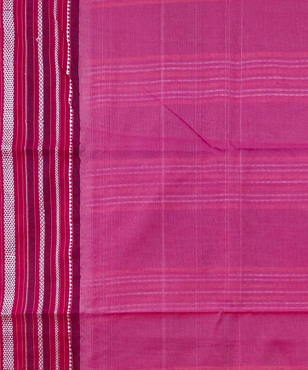 Beige Pink Sambalpuri Handwoven Wide Border Vidarbha Tussar Silk Saree Image 4