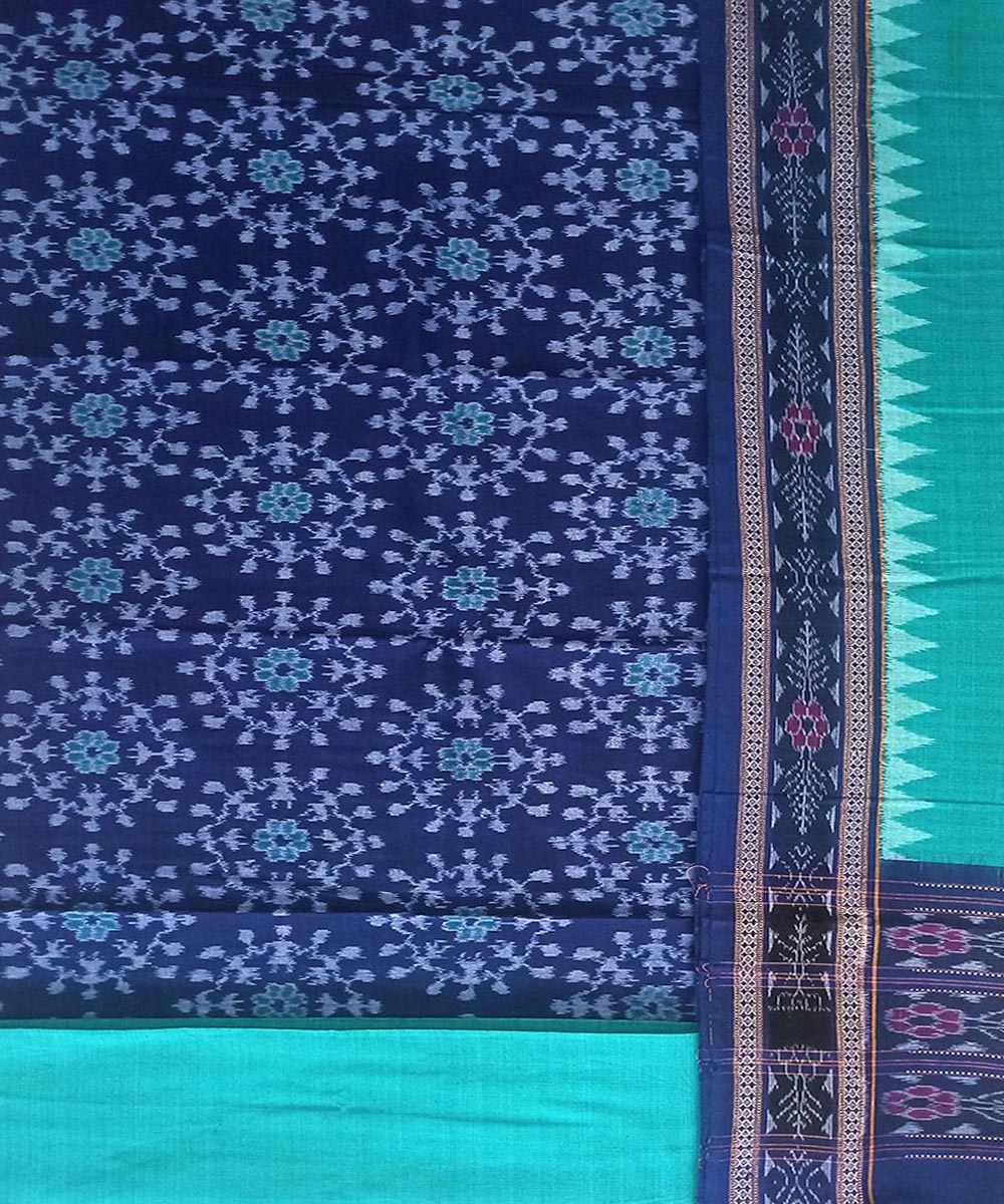 Blue Green Sambalpuri Handwoven Single Ikat Suit Set Image 2