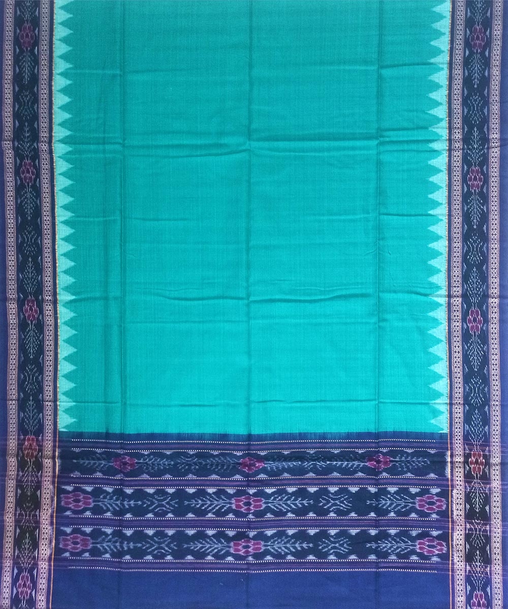 Blue Green Sambalpuri Handwoven Single Ikat Suit Set Image 4