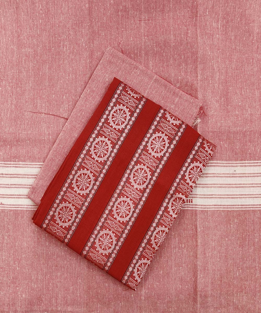 Red Nuapatna Handwoven Single Ikat Suit Set Image 1