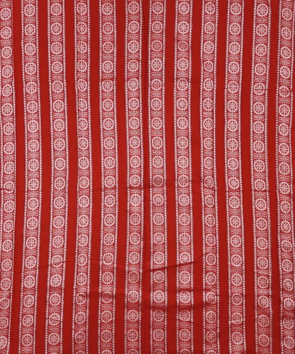 Red Nuapatna Handwoven Single Ikat Suit Set Image 3