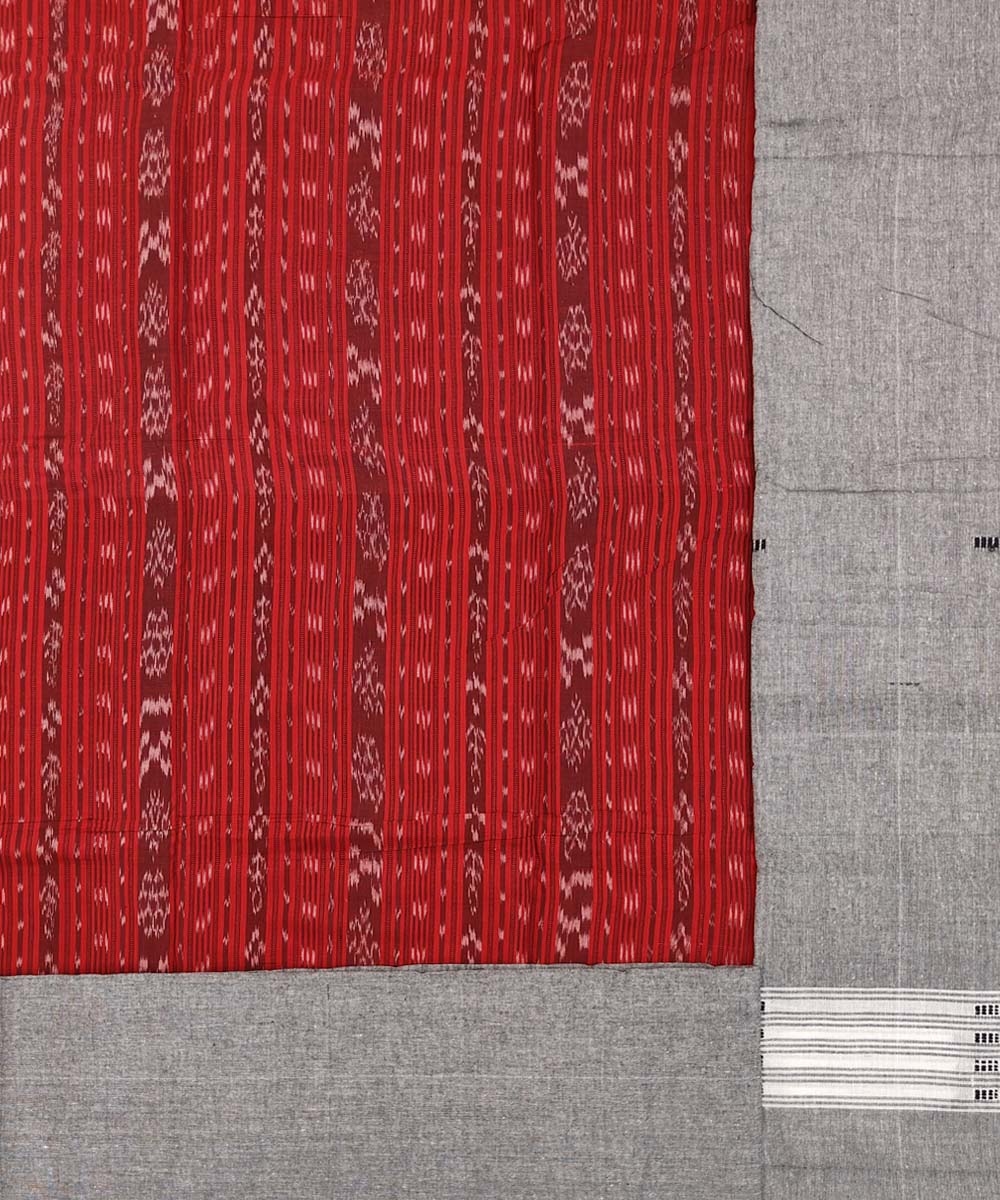 Red Gray Nuapatna Handwoven Single Ikat Suit Set Image 2