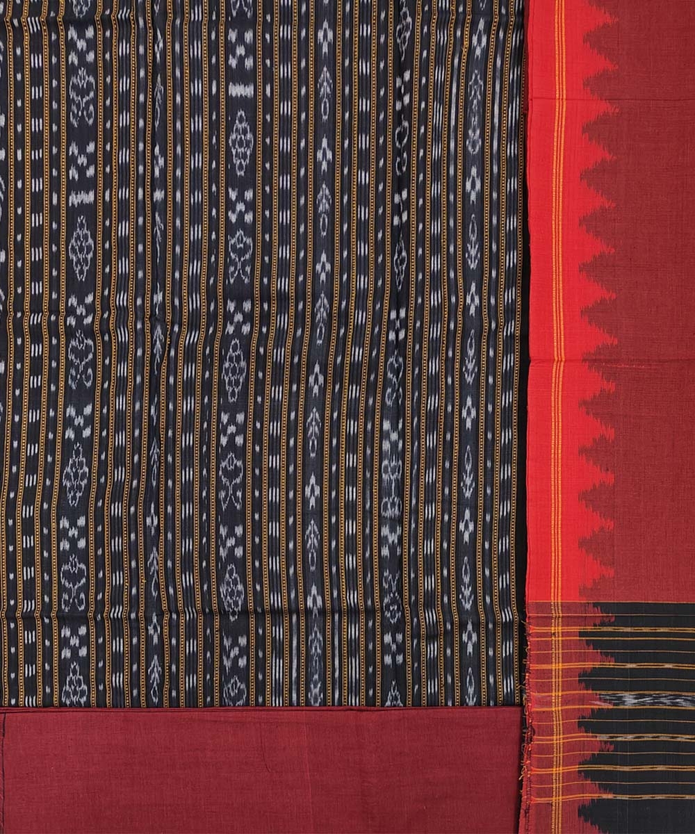 Black Red Nuapatna Handwoven Single Ikat Suit Set Image 2