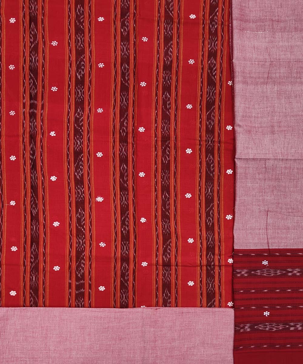 Red Pink Nuapatna Handwoven Single Ikat Suit Set Image 2