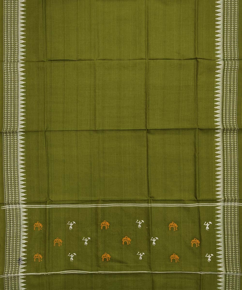 Yellow Olive Nuapatna Handwoven Single Ikat Suit Set Image 4