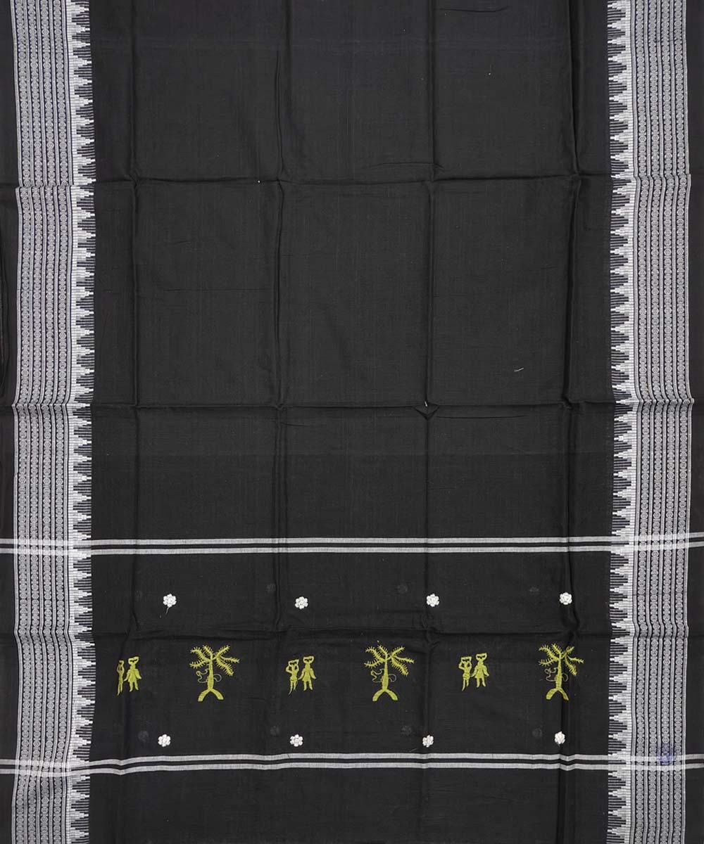 Olive Green Black Nuapatna Handwoven Single Ikat Suit Set Image 4