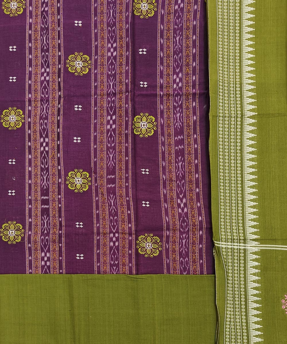 Purple Olive Nuapatna Handwoven Single Ikat Suit Set Image 2