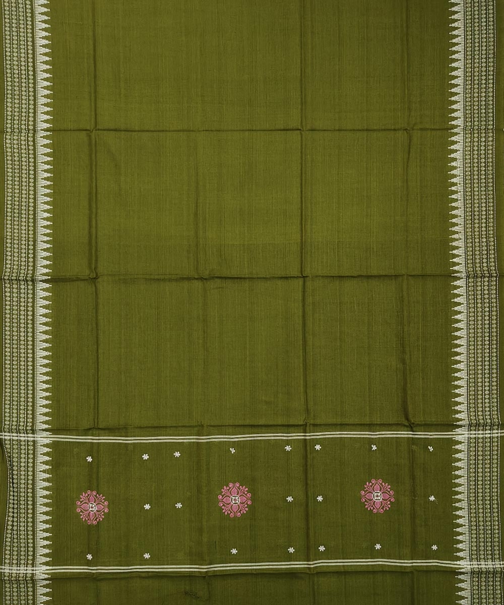 Purple Olive Nuapatna Handwoven Single Ikat Suit Set Image 4