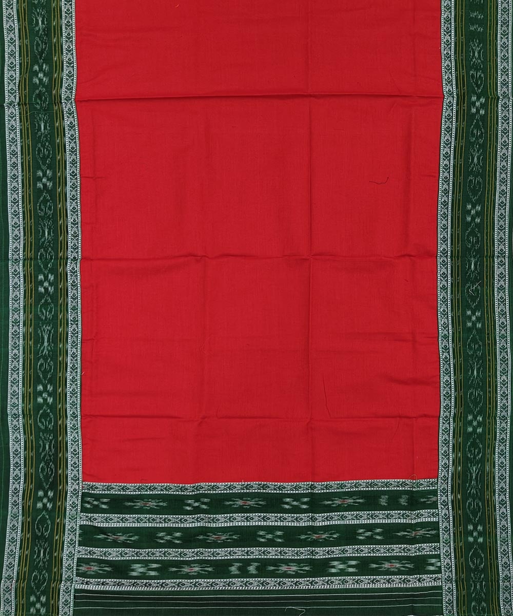 Green Red Nuapatna Handwoven Single Ikat Suit Set Image 4