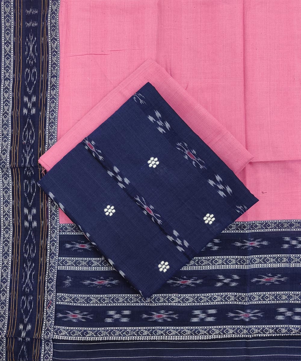Blue Pink Nuapatna Handwoven Single Ikat Suit Set Image 1