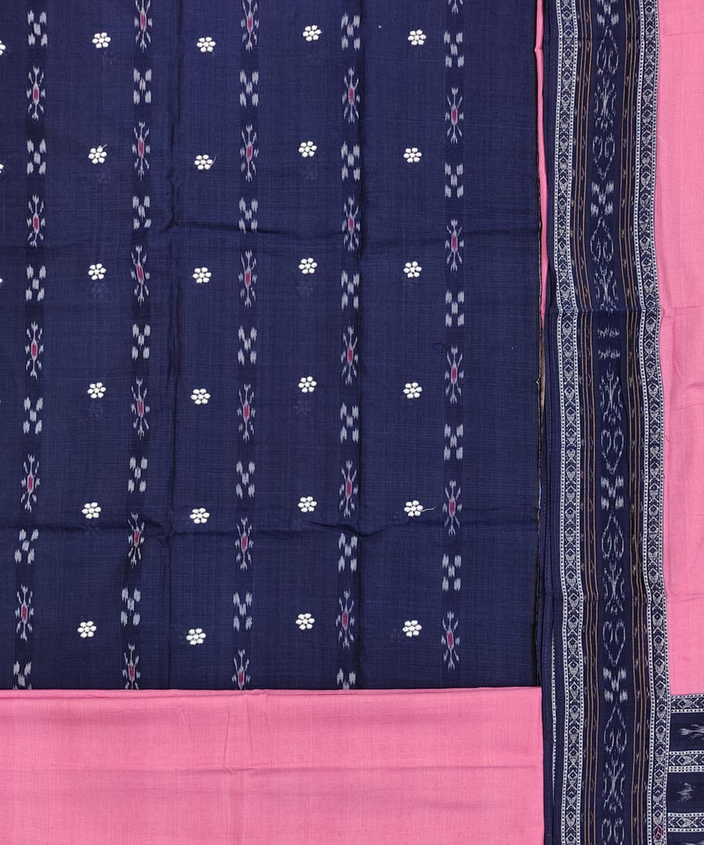 Blue Pink Nuapatna Handwoven Single Ikat Suit Set Image 2