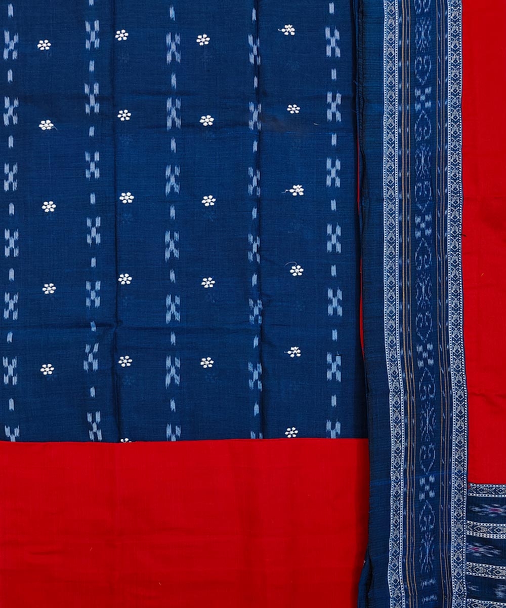 Blue Red Nuapatna Handwoven Single Ikat Suit Set Image 2