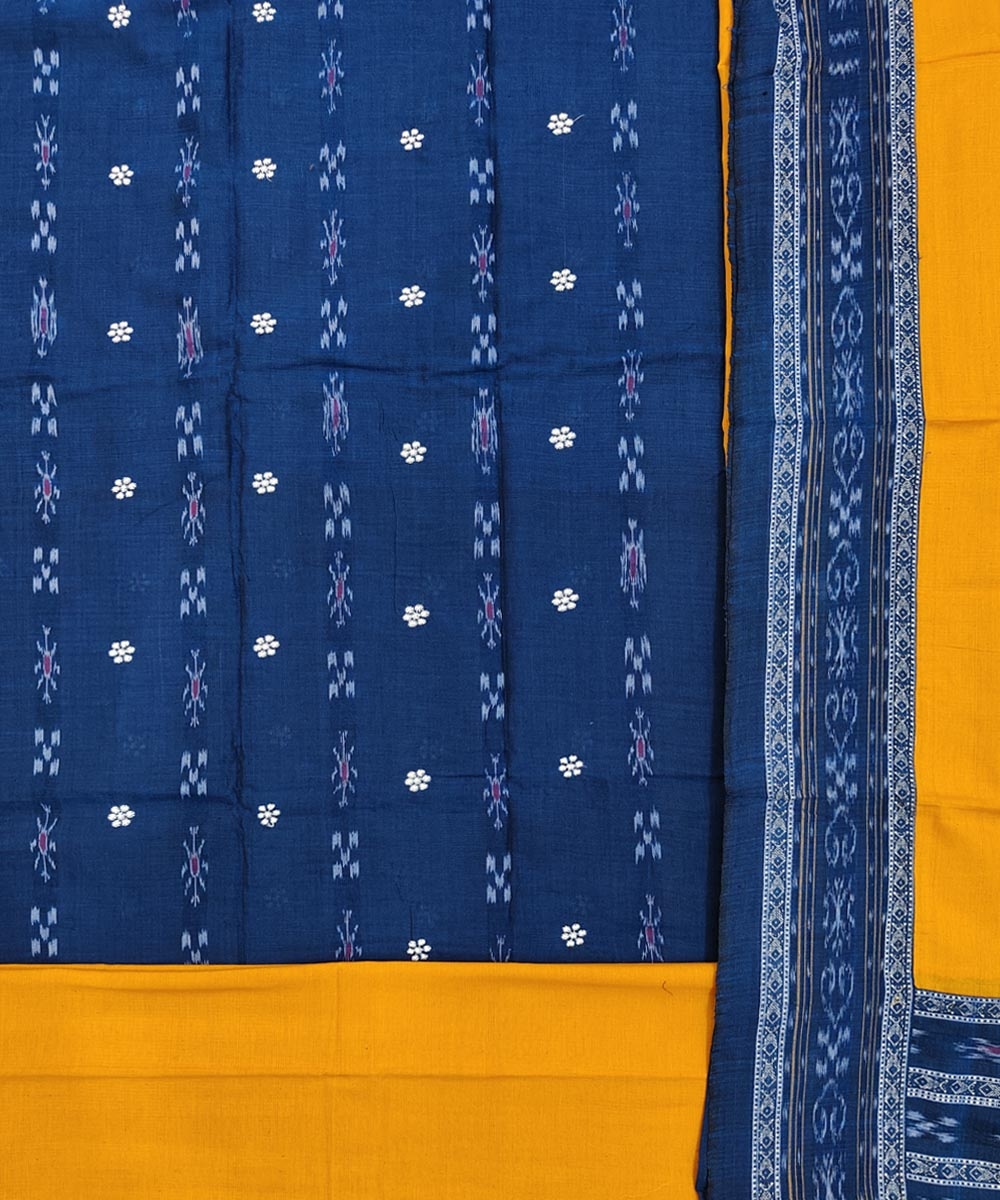 Blue Yellow Nuapatna Handwoven Single Ikat Suit Set Image 2