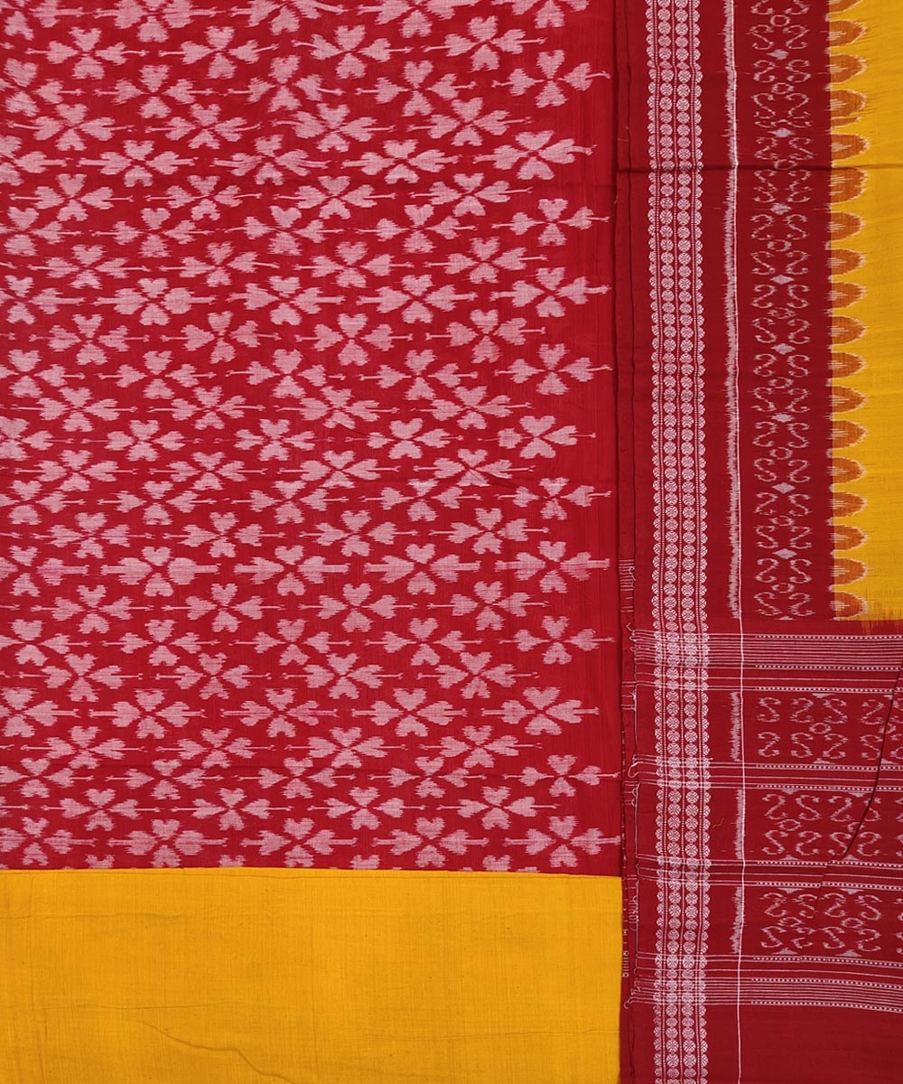 Red Yellow Sambalpuri Handwoven Single Ikat Suit Set Image 2