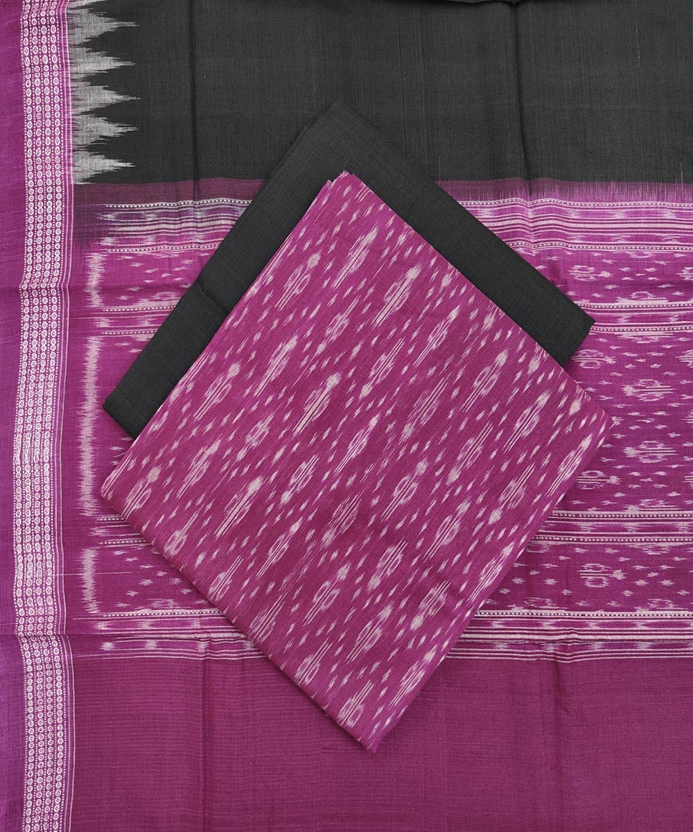 Purple Black Sambalpuri Handwoven Single Ikat Suit Set Image 1