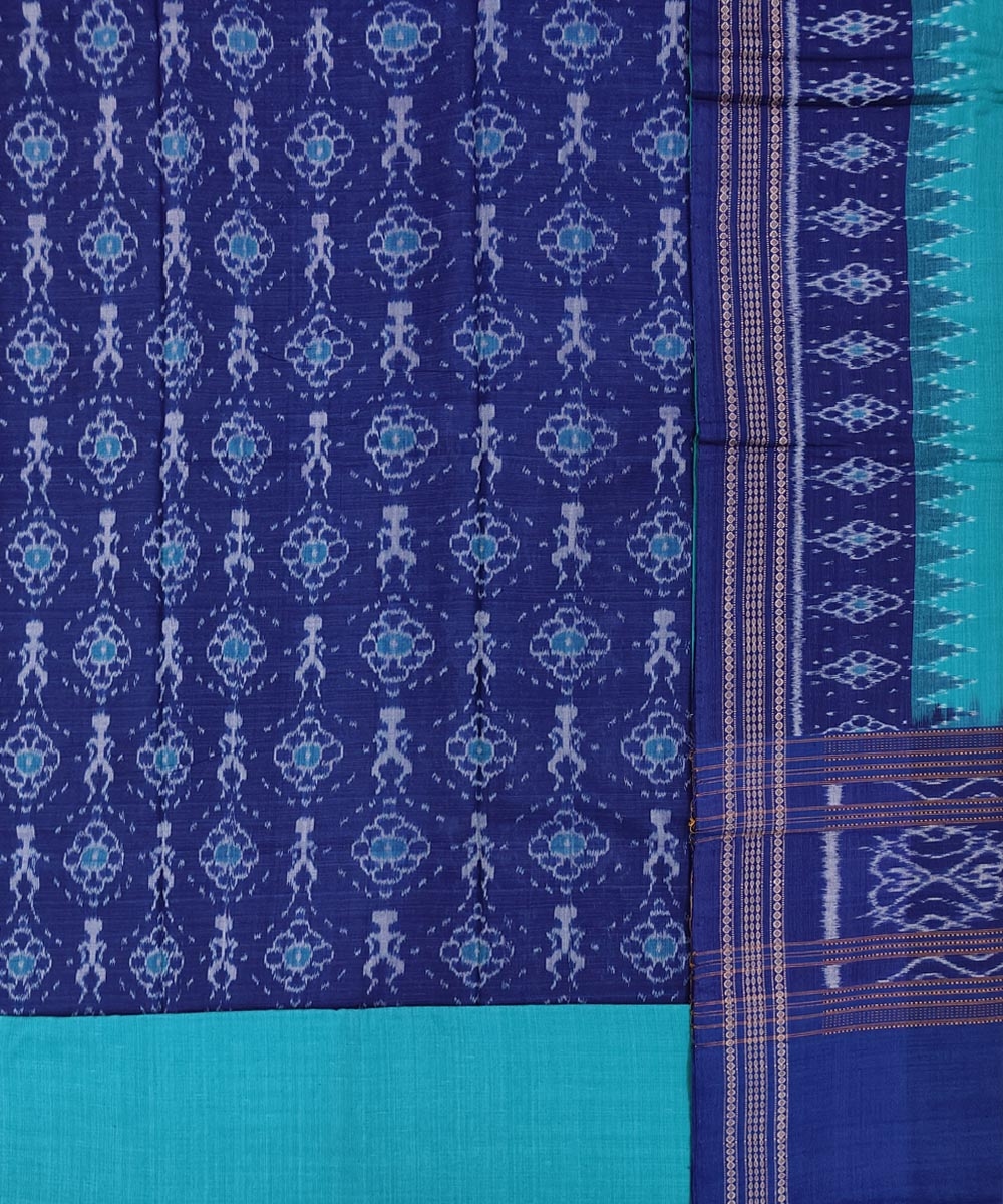 Blue Green Sambalpuri Handwoven Single Ikat Suit Set Image 2