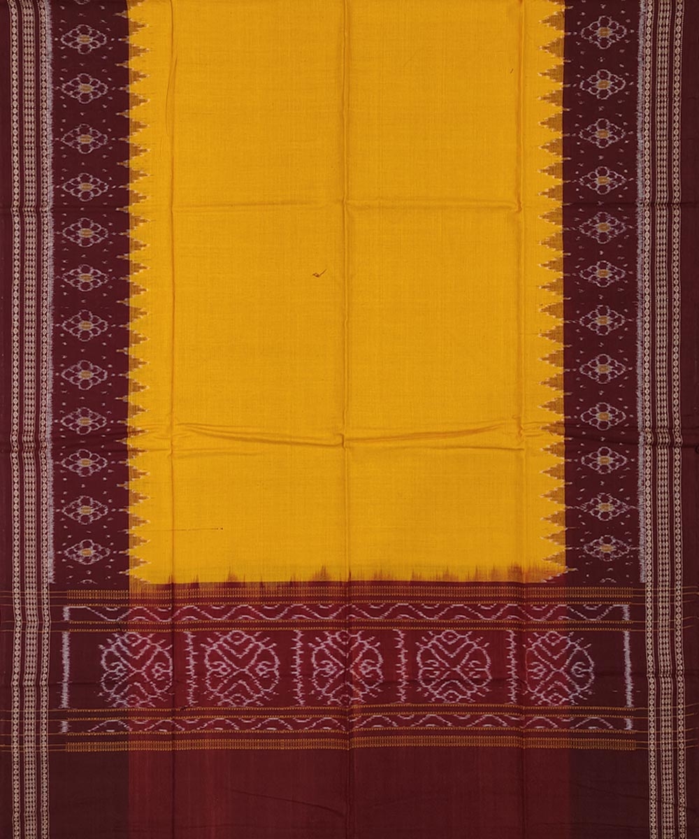 Maroon Yellow Sambalpuri Handwoven Single Ikat Suit Set Image 4