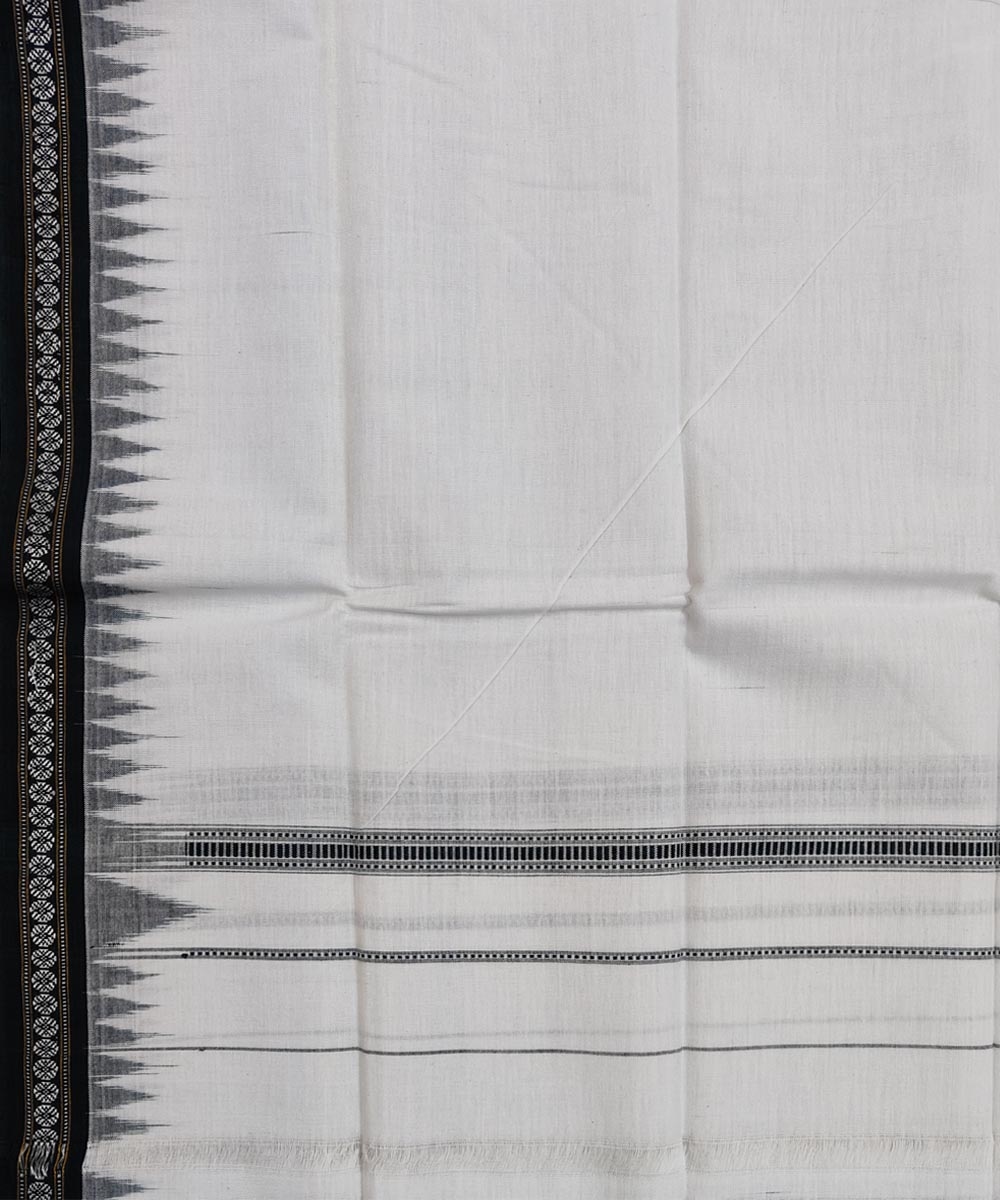 White Sambalpuri Handwoven Cotton Gamuchha Image 4