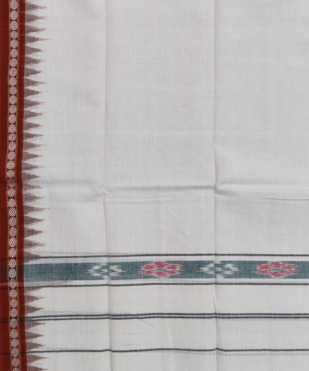 White Sambalpuri Handwoven Cotton Gamuchha Image 4