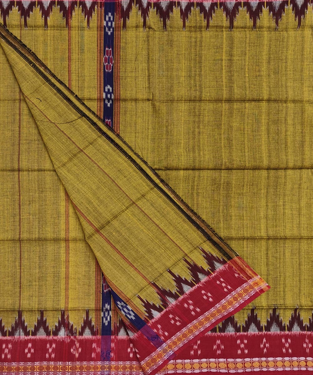 Golden Brown Sambalpuri Handwoven Cotton Gamuchha Image 2