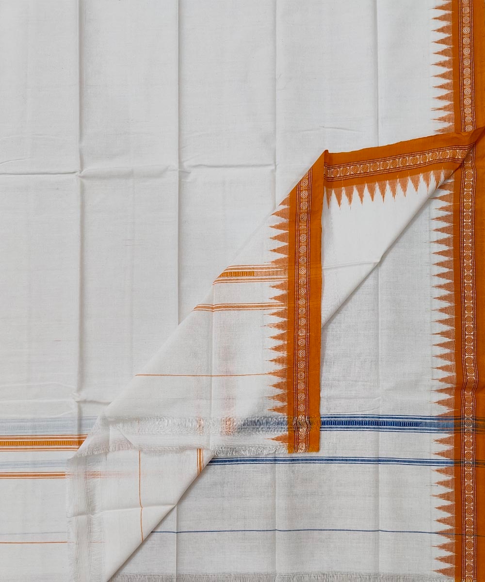 White Sambalpuri Handwoven Cotton Gamuchha Image 1