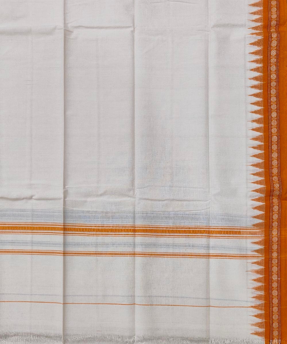 White Sambalpuri Handwoven Cotton Gamuchha Image 4