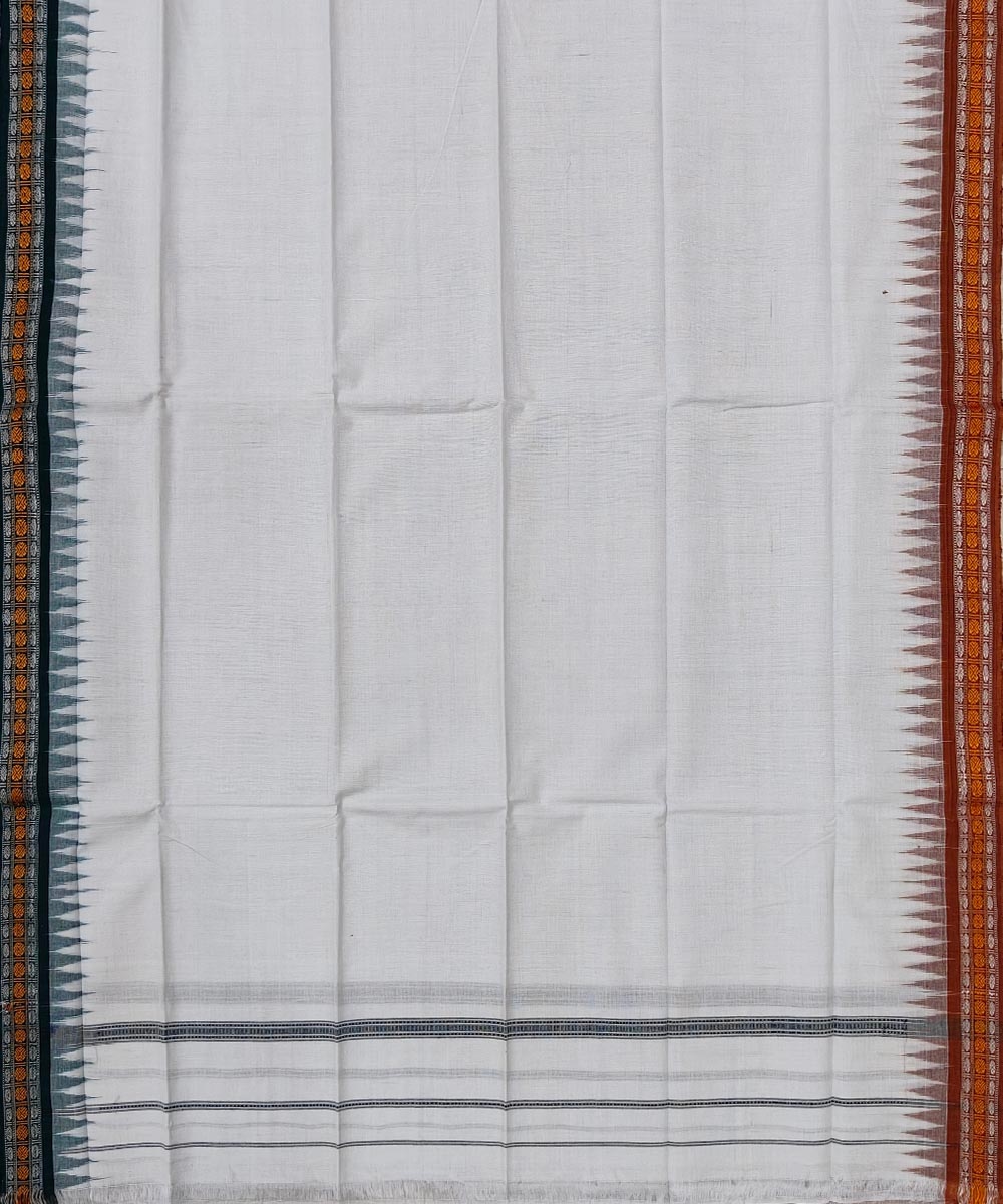 White Sambalpuri Handwoven Cotton Gamuchha Image 3