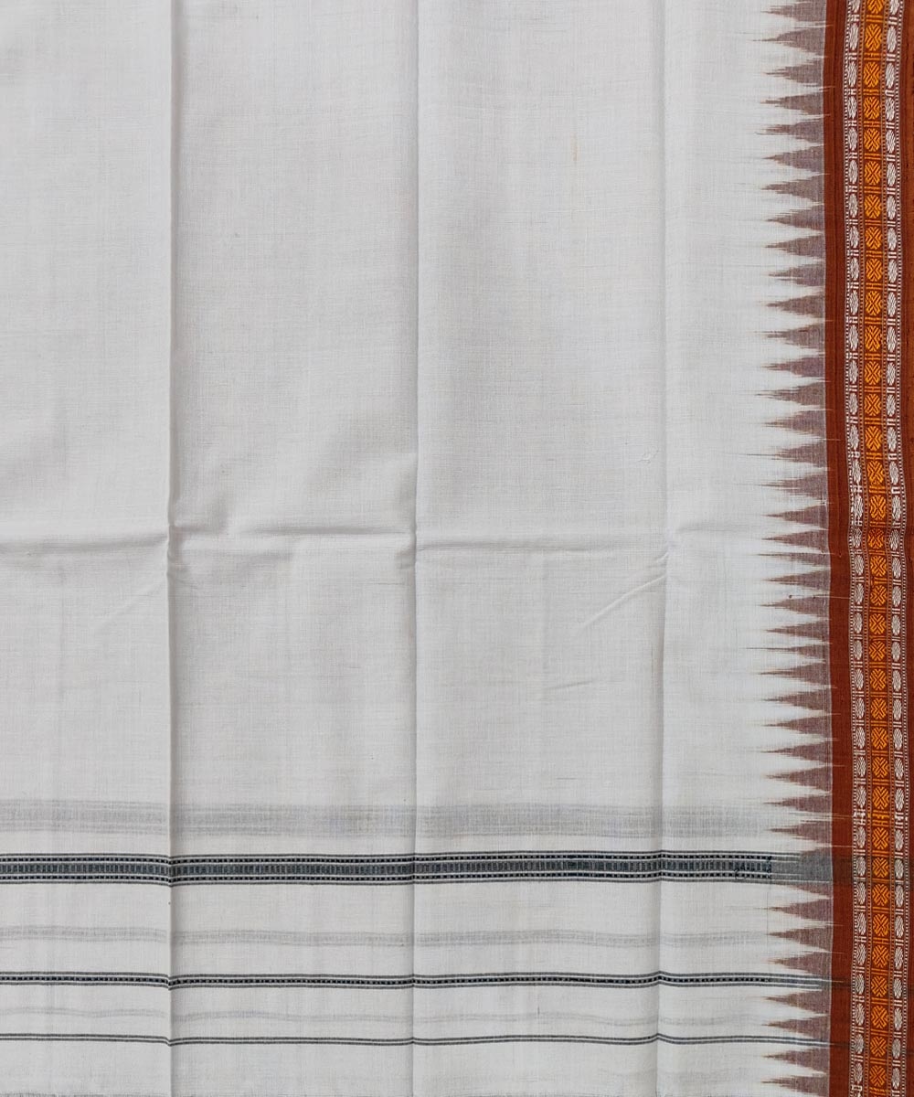 White Sambalpuri Handwoven Cotton Gamuchha Image 4