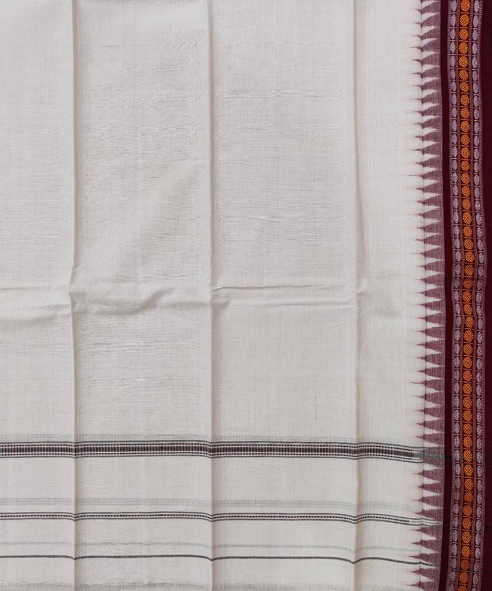 White Sambalpuri Handwoven Cotton Gamuchha Image 4
