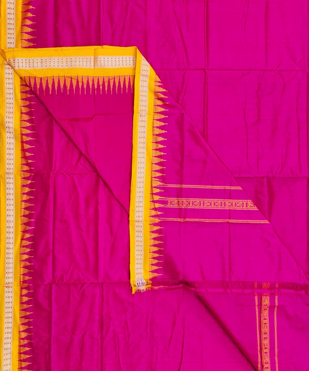 Pink Yellow Sambalpuri Handwoven  Silk Joda Image 1