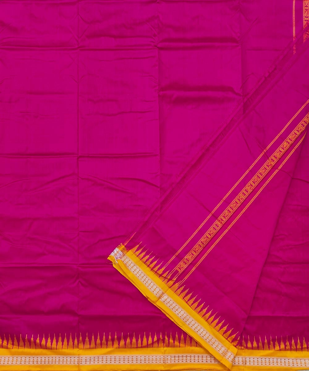 Pink Yellow Sambalpuri Handwoven  Silk Joda Image 2