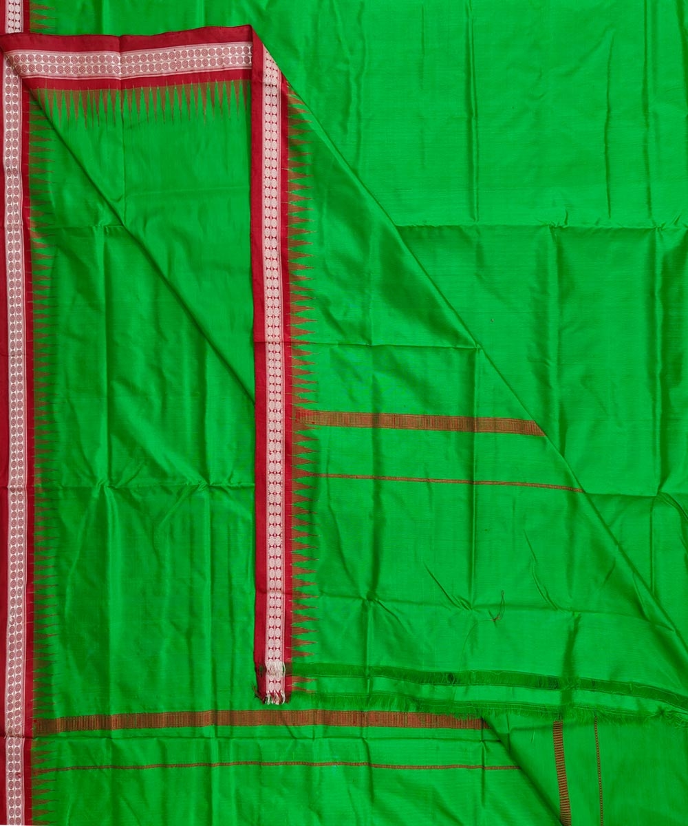 Green Red Sambalpuri Handwoven  Silk Joda Image 1