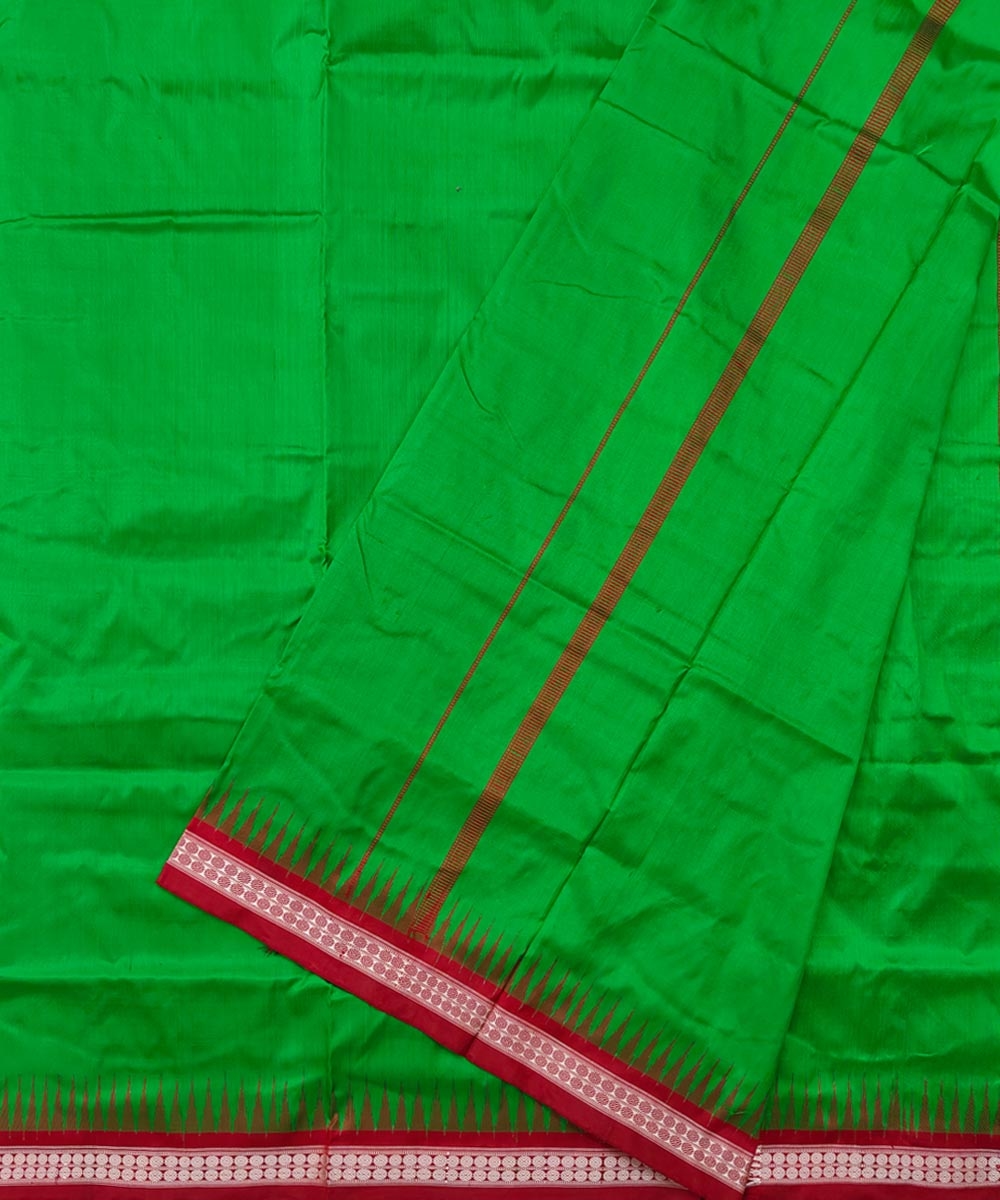 Green Red Sambalpuri Handwoven  Silk Joda Image 2