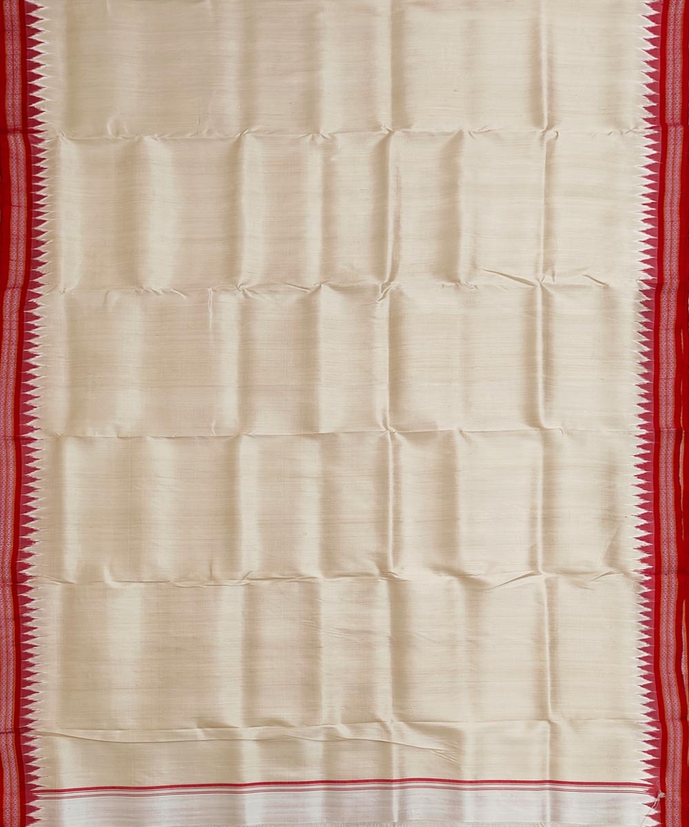 Beige Red Handwoven Khandua Silk Joda Image 3