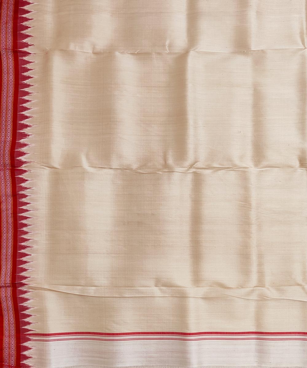 Beige Red Handwoven Khandua Silk Joda Image 4