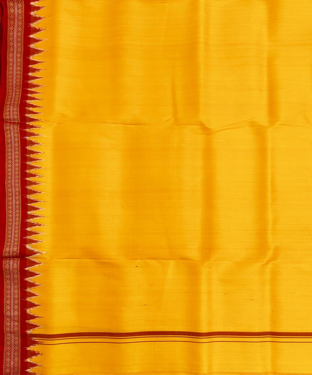 Yellow Red Handwoven Khandua Silk Joda Image 4