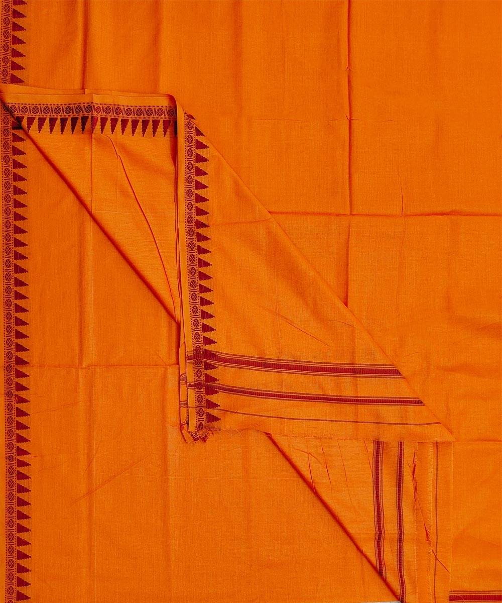 Orange Sambalpuri Handwoven Ikat Cotton Joda Image 1