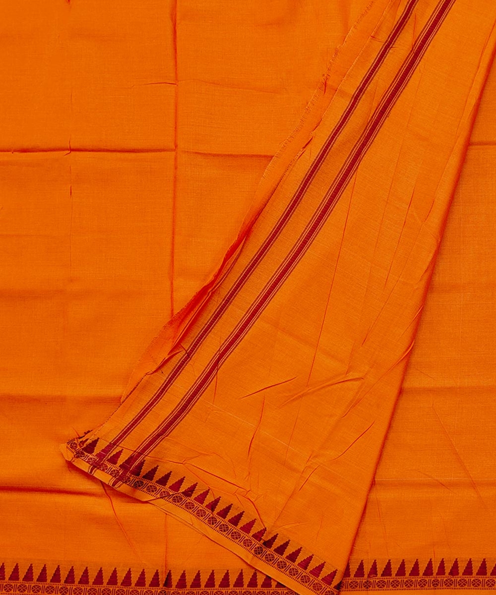 Orange Sambalpuri Handwoven Ikat Cotton Joda Image 2