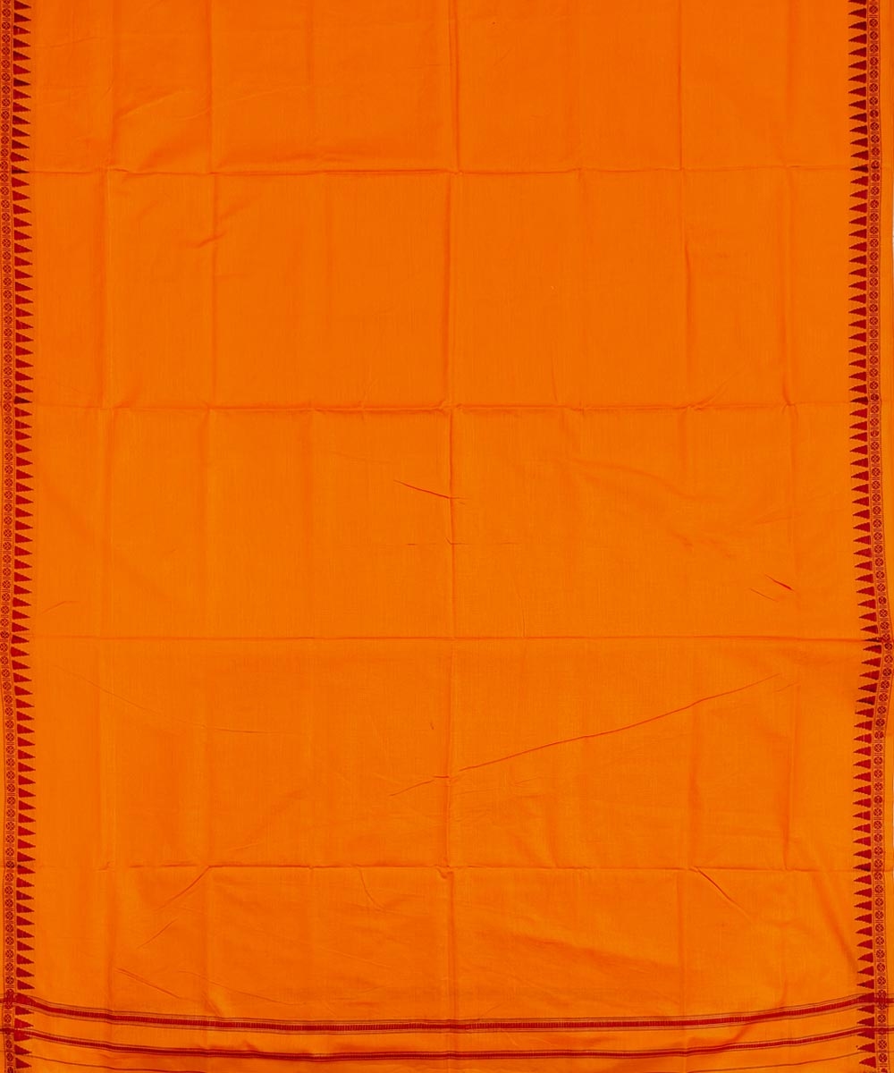 Orange Sambalpuri Handwoven Ikat Cotton Joda Image 3