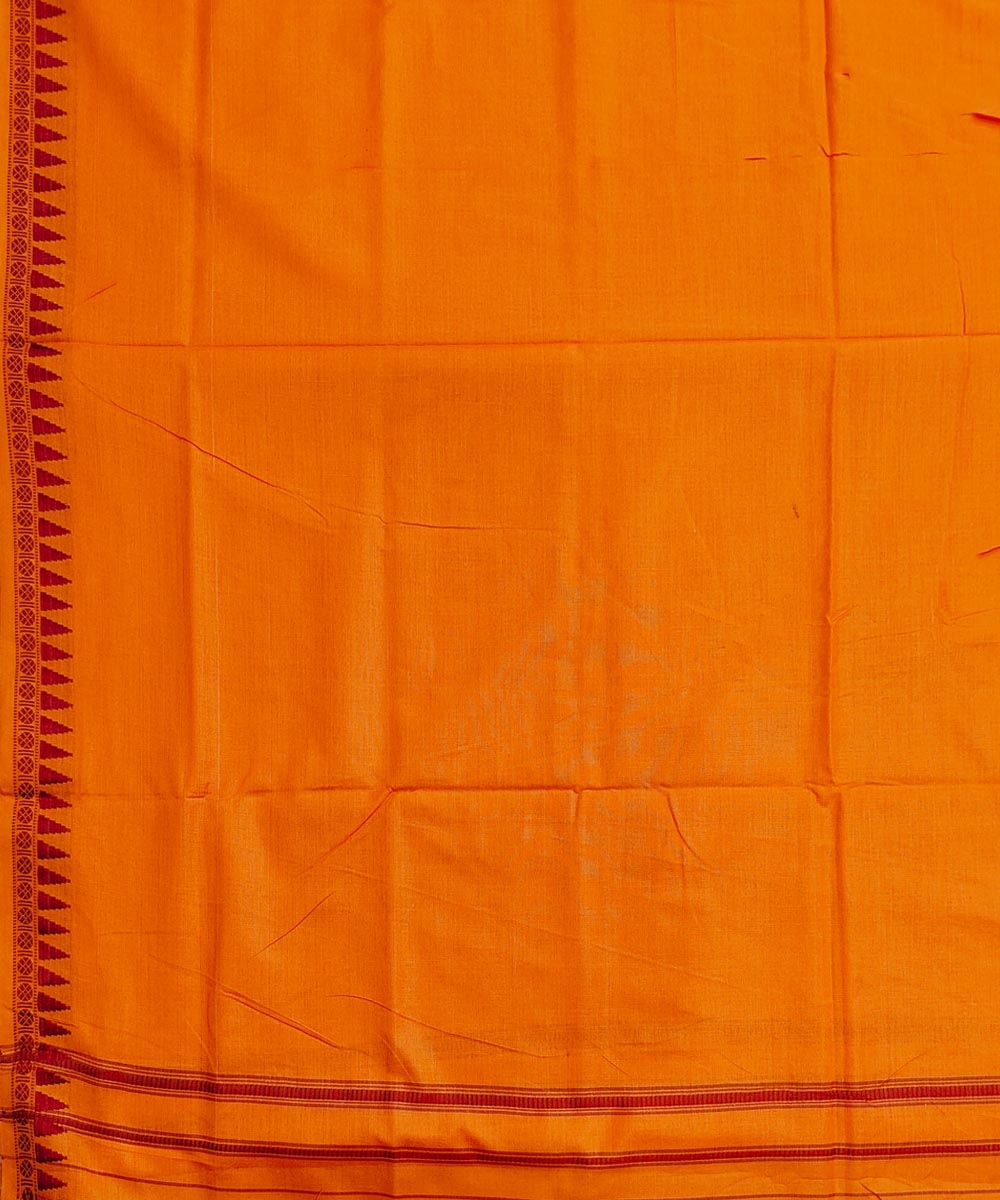 Orange Sambalpuri Handwoven Ikat Cotton Joda Image 4
