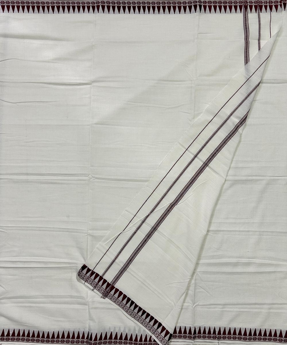 White Sambalpuri Handwoven Ikat Cotton Joda Image 2