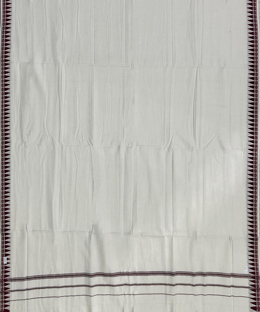 White Sambalpuri Handwoven Ikat Cotton Joda Image 3