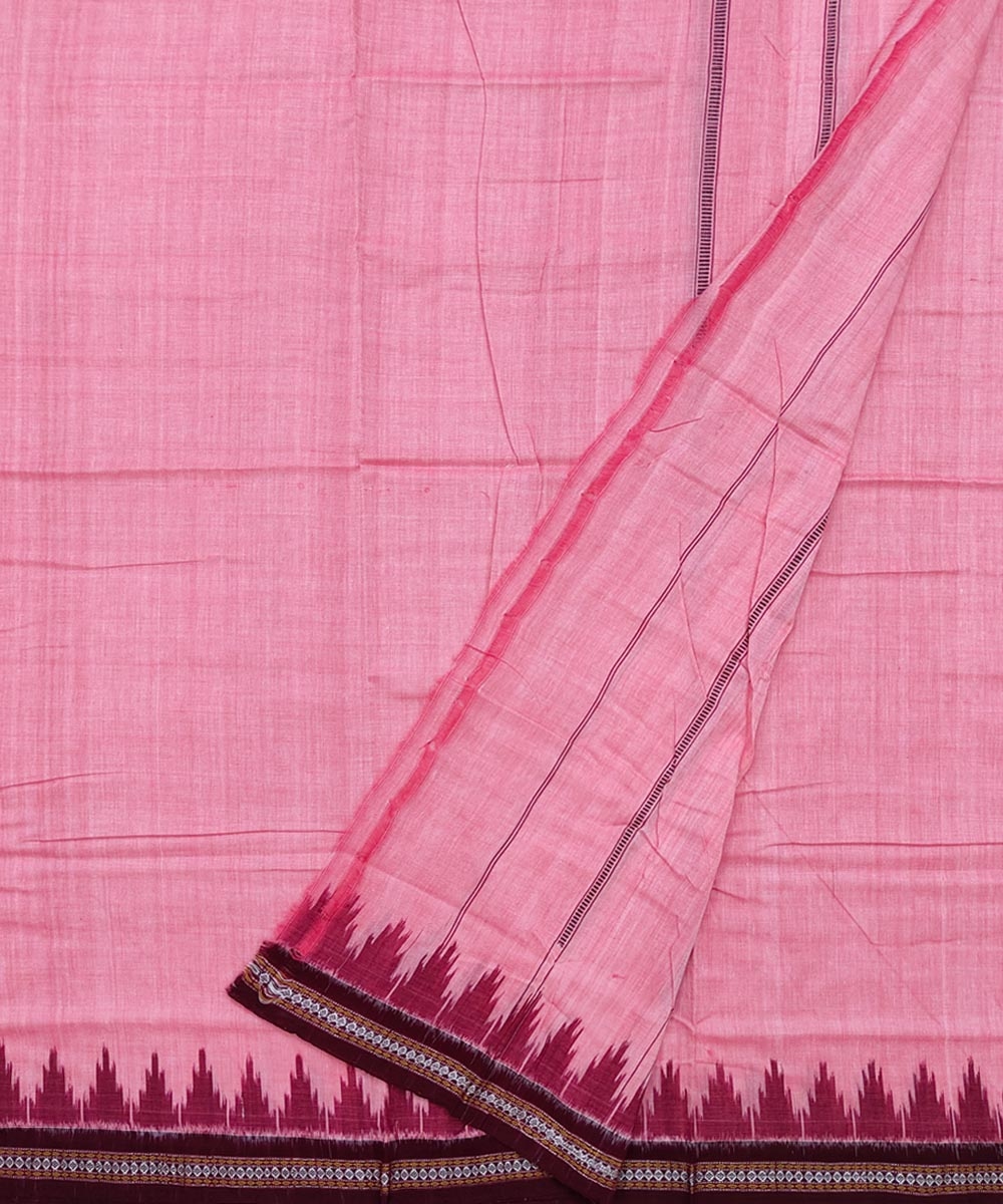 Pink Maroon Sambalpuri Handwoven Ikat Cotton Joda Image 2